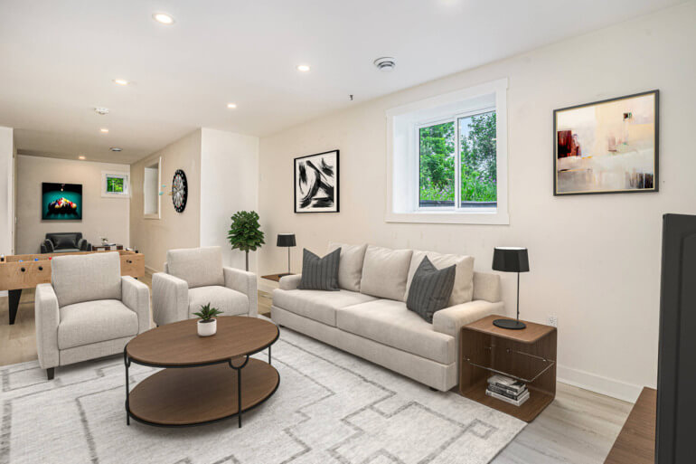 Virtual staged room after design